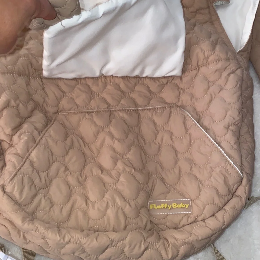 Pet Carrier Backpack Dog Cat Front Backpack Chest Carrier quilted tan cream